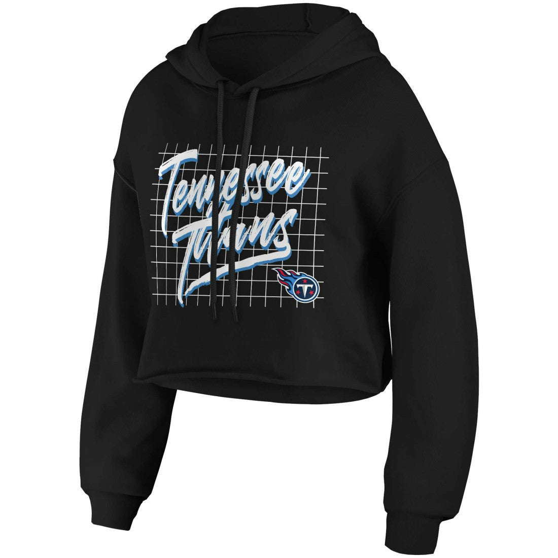 Tennessee Titans WEAR by Erin Andrews Women's Domestic Cropped Pullover Hoodie Black | NFL