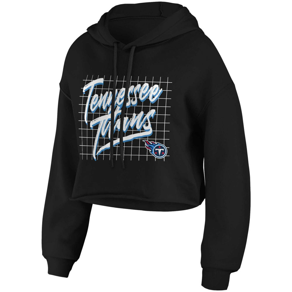 Tennessee Titans WEAR by Erin Andrews Women's Domestic Cropped Pullover Hoodie Black | NFL