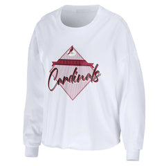 Arizona Cardinals WEAR by Erin Andrews Women's Domestic Cropped Long Sleeve T-Shirt White | NFL