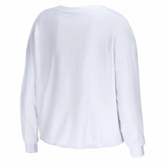 Atlanta Falcons WEAR by Erin Andrews Women's Domestic Cropped Long Sleeve T-Shirt White | NFL