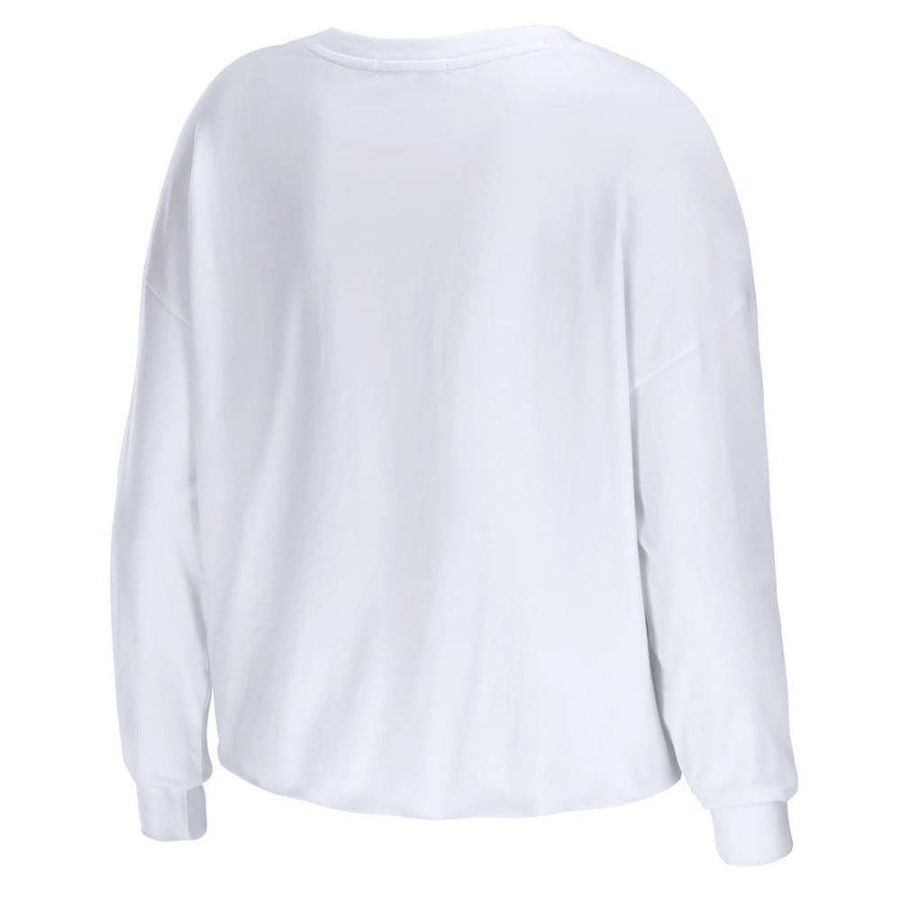 Los Angeles Rams WEAR by Erin Andrews Women's Domestic Cropped Long Sleeve T-Shirt White | NFL