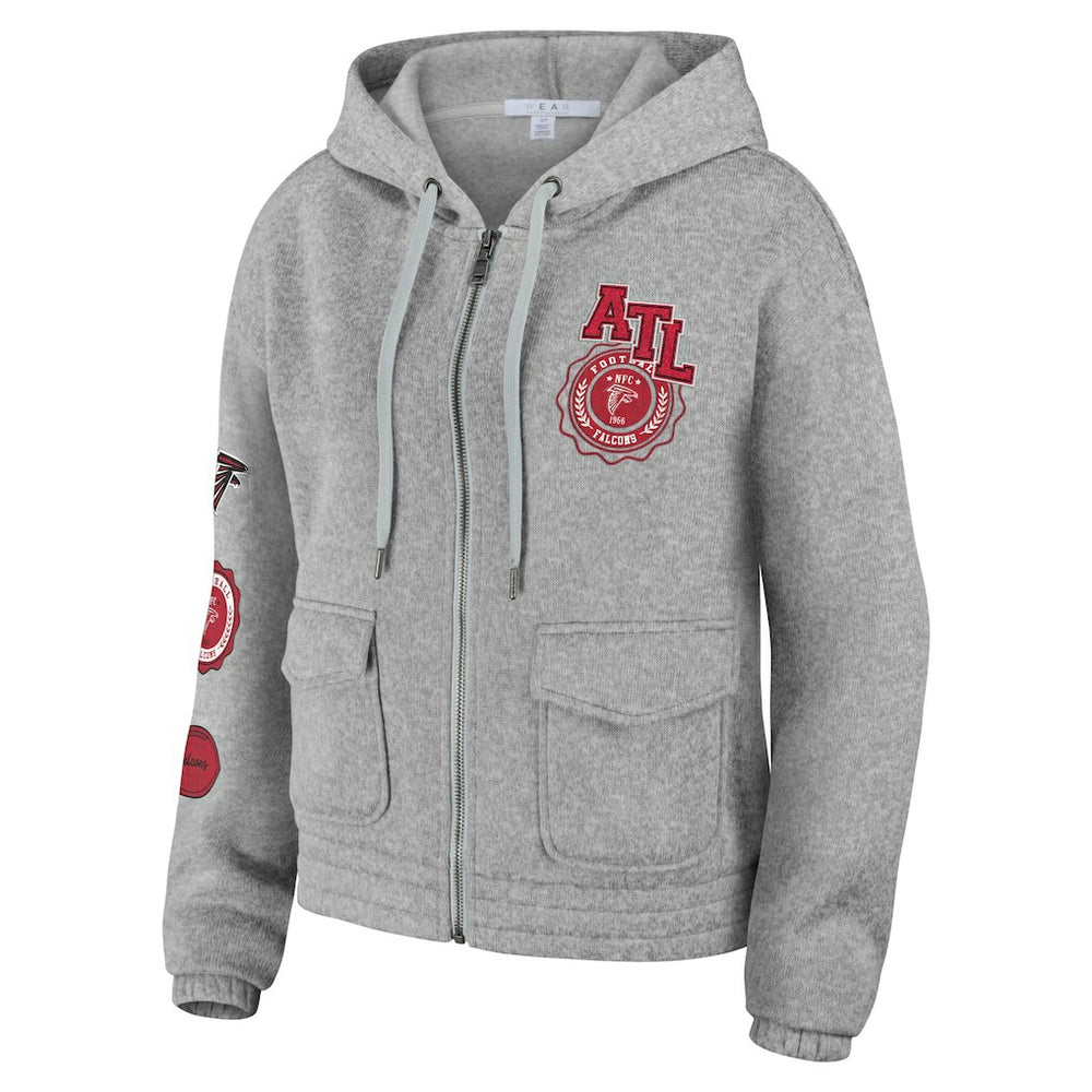 Atlanta Falcons WEAR by Erin Andrews Women's Full-Zip Hoodie Heather Gray | NFL