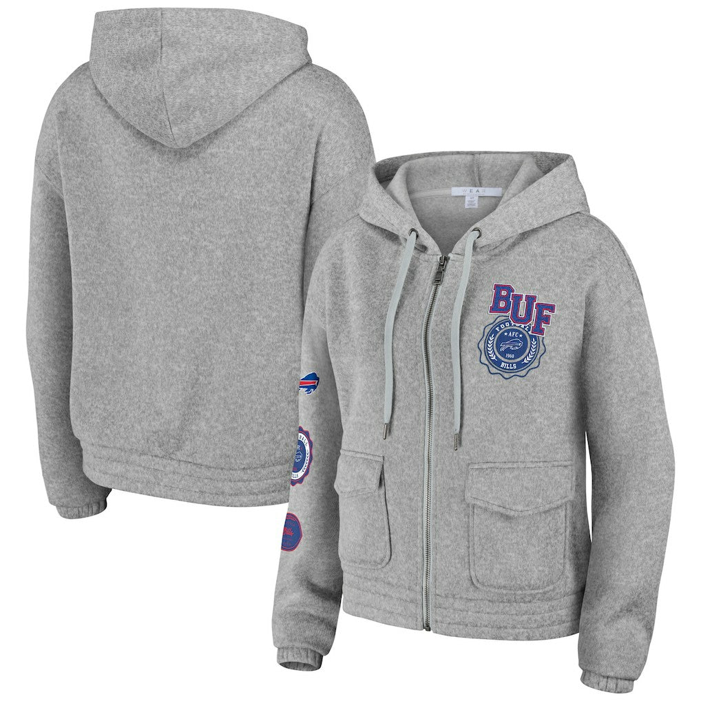 Buffalo Bills WEAR by Erin Andrews Women's Full-Zip Hoodie Heather Gray | NFL