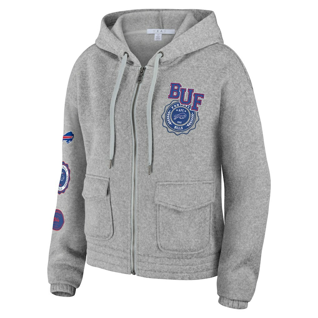 Buffalo Bills WEAR by Erin Andrews Women's Full-Zip Hoodie Heather Gray | NFL