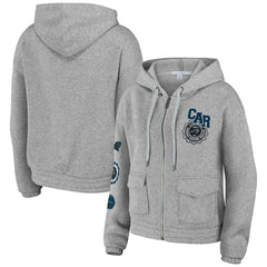 Carolina Panthers WEAR by Erin Andrews Women's Full-Zip Hoodie Heather Gray | NFL
