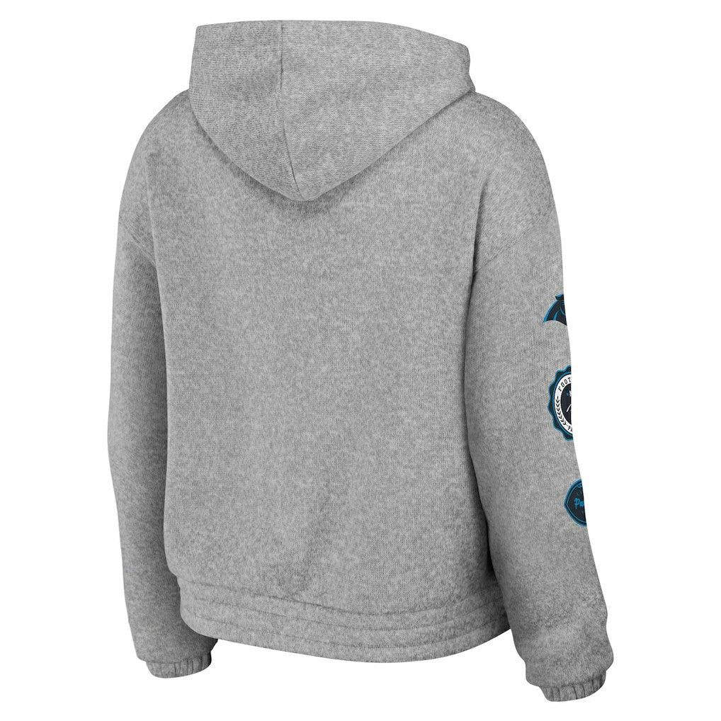 Carolina Panthers WEAR by Erin Andrews Women's Full-Zip Hoodie Heather Gray | NFL