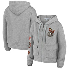 Cleveland Browns WEAR by Erin Andrews Women's Full-Zip Hoodie Heather Gray | NFL