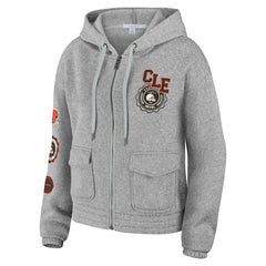 Cleveland Browns WEAR by Erin Andrews Women's Full-Zip Hoodie Heather Gray | NFL
