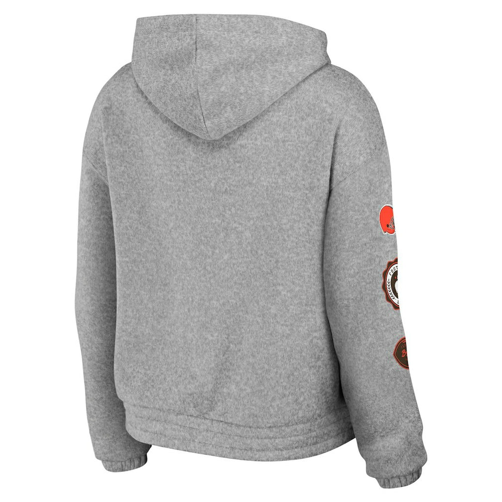 Cleveland Browns WEAR by Erin Andrews Women's Full-Zip Hoodie Heather Gray | NFL