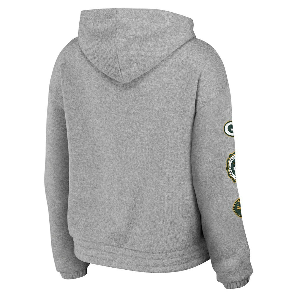 Green Bay Packers WEAR by Erin Andrews Women's Full-Zip Hoodie Heather Gray | NFL