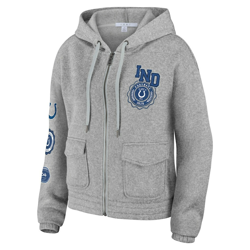 Indianapolis Colts WEAR by Erin Andrews Women's Full-Zip Hoodie Heather Gray | NFL