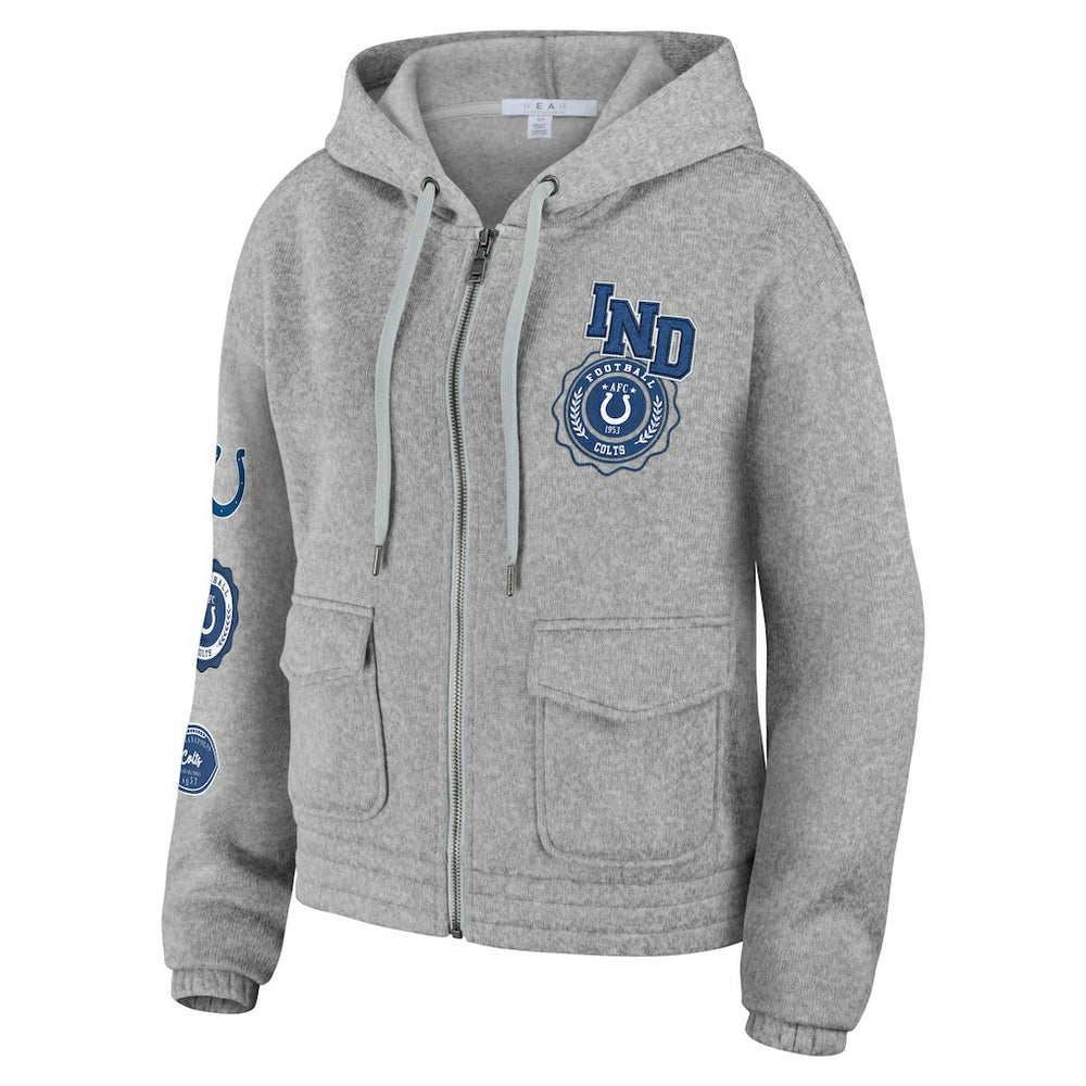 Indianapolis Colts WEAR by Erin Andrews Women's Full-Zip Hoodie Heather Gray | NFL