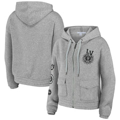 Las Vegas Raiders WEAR by Erin Andrews Women's Full-Zip Hoodie Heather Gray | NFL