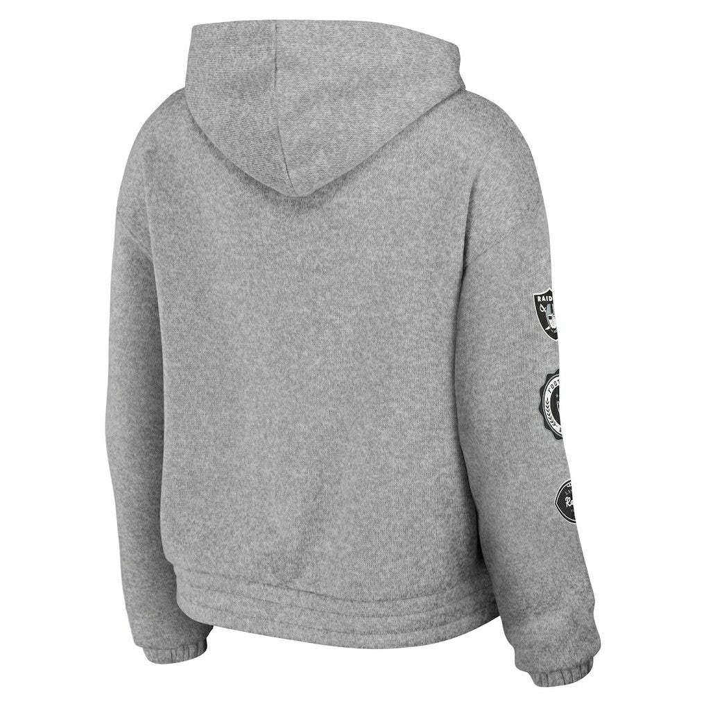 Las Vegas Raiders WEAR by Erin Andrews Women's Full-Zip Hoodie Heather Gray | NFL