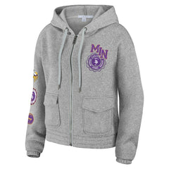 Minnesota Vikings WEAR by Erin Andrews Women's Full-Zip Hoodie Heather Gray | NFL