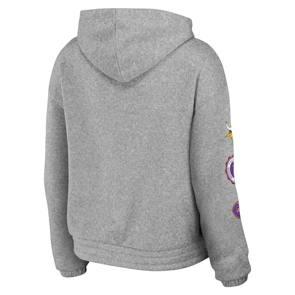 Minnesota Vikings WEAR by Erin Andrews Women's Full-Zip Hoodie Heather Gray | NFL
