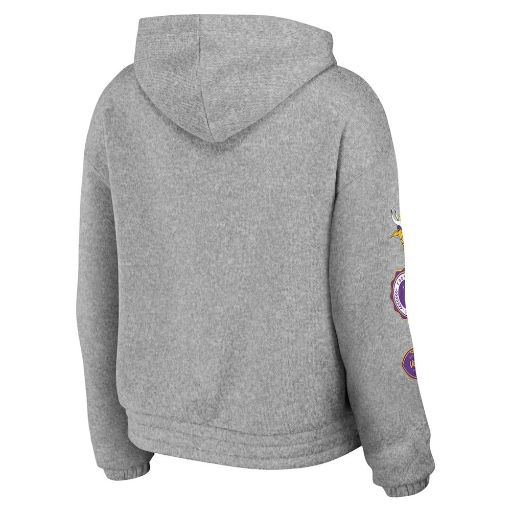 Minnesota Vikings WEAR by Erin Andrews Women's Full-Zip Hoodie Heather Gray | NFL
