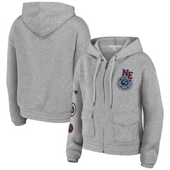 New England Patriots WEAR by Erin Andrews Women's Full-Zip Hoodie Heather Gray | NFL