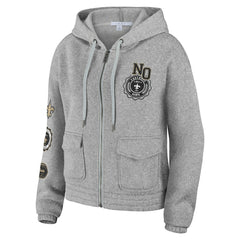 New Orleans Saints WEAR by Erin Andrews Women's Full-Zip Hoodie Heather Gray | NFL