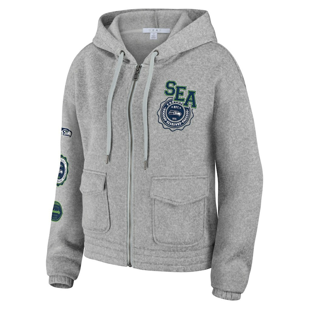 Seattle Seahawks WEAR by Erin Andrews Women's Full-Zip Hoodie Heather Gray | NFL