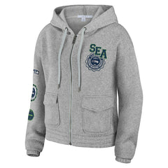Seattle Seahawks WEAR by Erin Andrews Women's Full-Zip Hoodie Heather Gray | NFL
