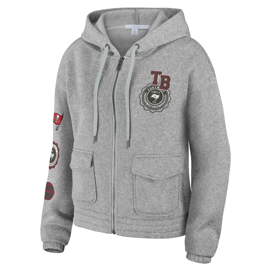 Tampa Bay Buccaneers WEAR by Erin Andrews Women's Full-Zip Hoodie Heather Gray | NFL
