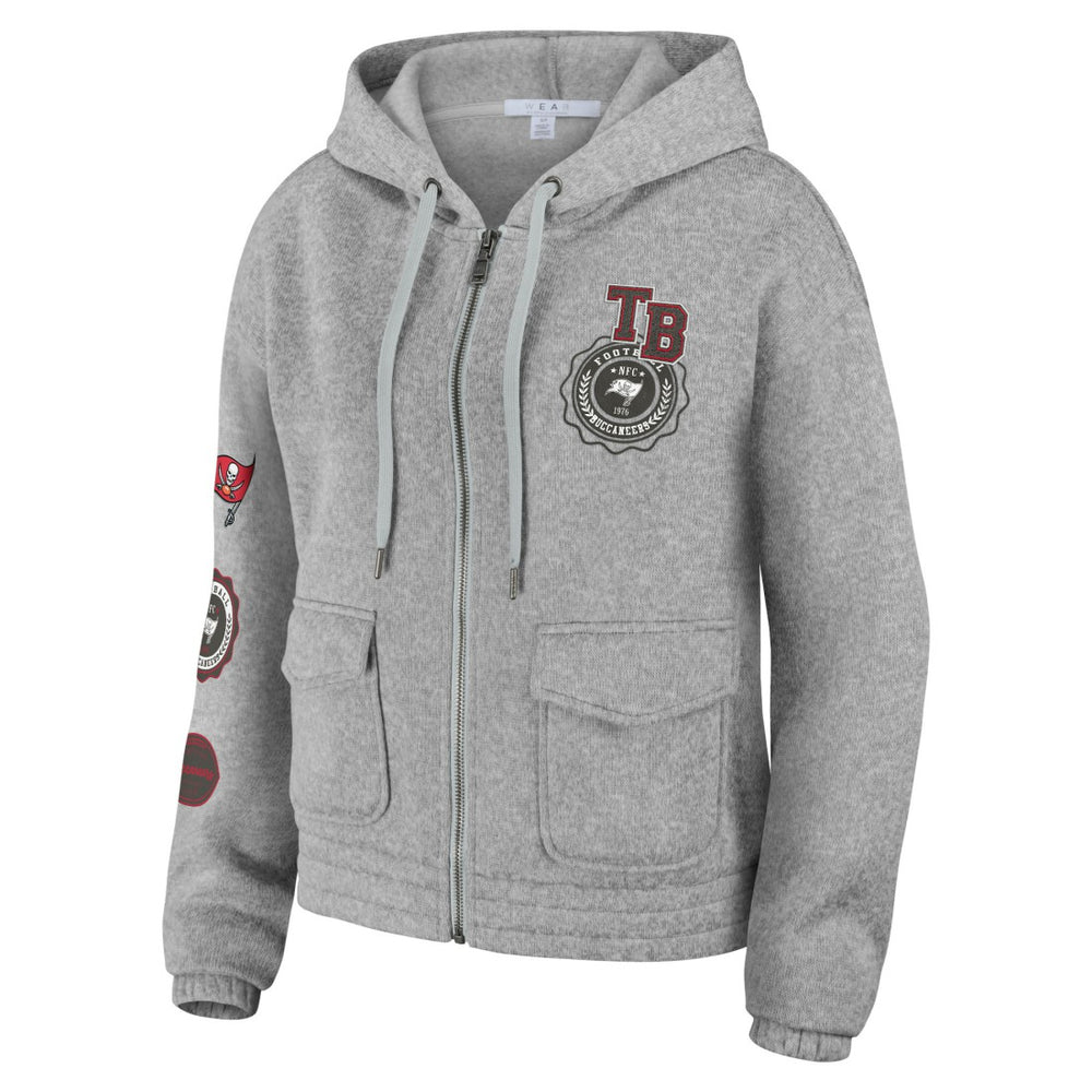 Tampa Bay Buccaneers WEAR by Erin Andrews Women's Full-Zip Hoodie Heather Gray | NFL