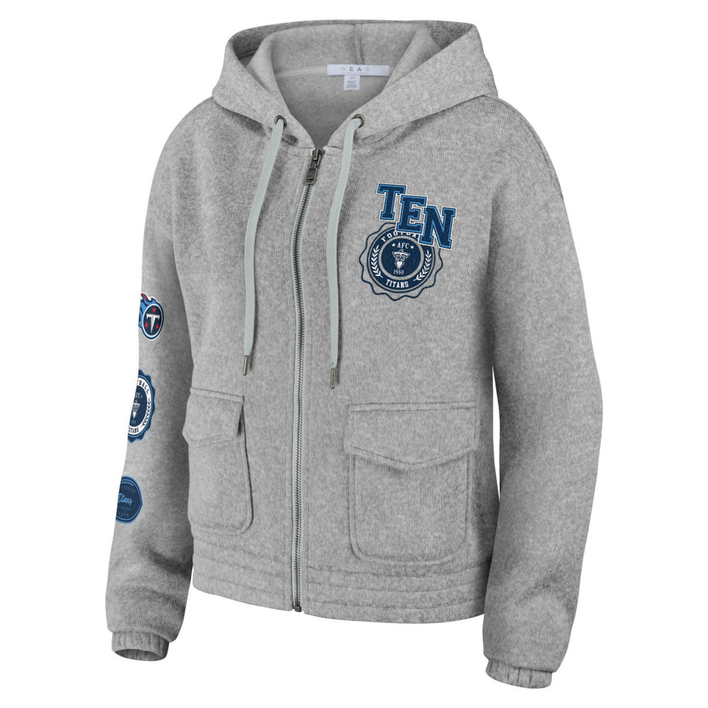 Tennessee Titans WEAR by Erin Andrews Women's Full-Zip Hoodie Heather Gray | NFL