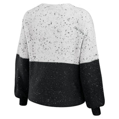 Las Vegas Raiders WEAR by Erin Andrews Women's Lighweight Modest Crop Color-Block Pullover Sweater White/Black | NFL