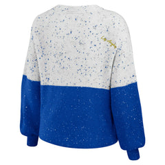 Los Angeles Rams WEAR by Erin Andrews Women's Lighweight Modest Crop Color-Block Pullover Sweater White/Royal | NFL