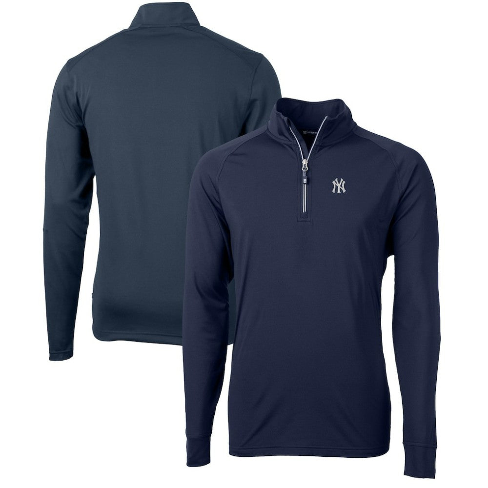New York Yankees Cutter & Buck Adapt Eco Knit Stretch Recycled Quarter-Zip Pullover Top - MLB
