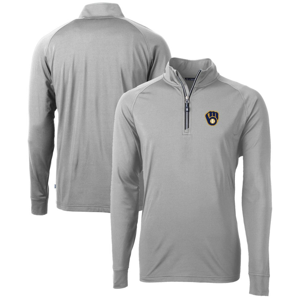 Milwaukee Brewers Cutter & Buck Adapt Eco Knit Stretch Recycled Quarter-Zip Pullover Top - MLB
