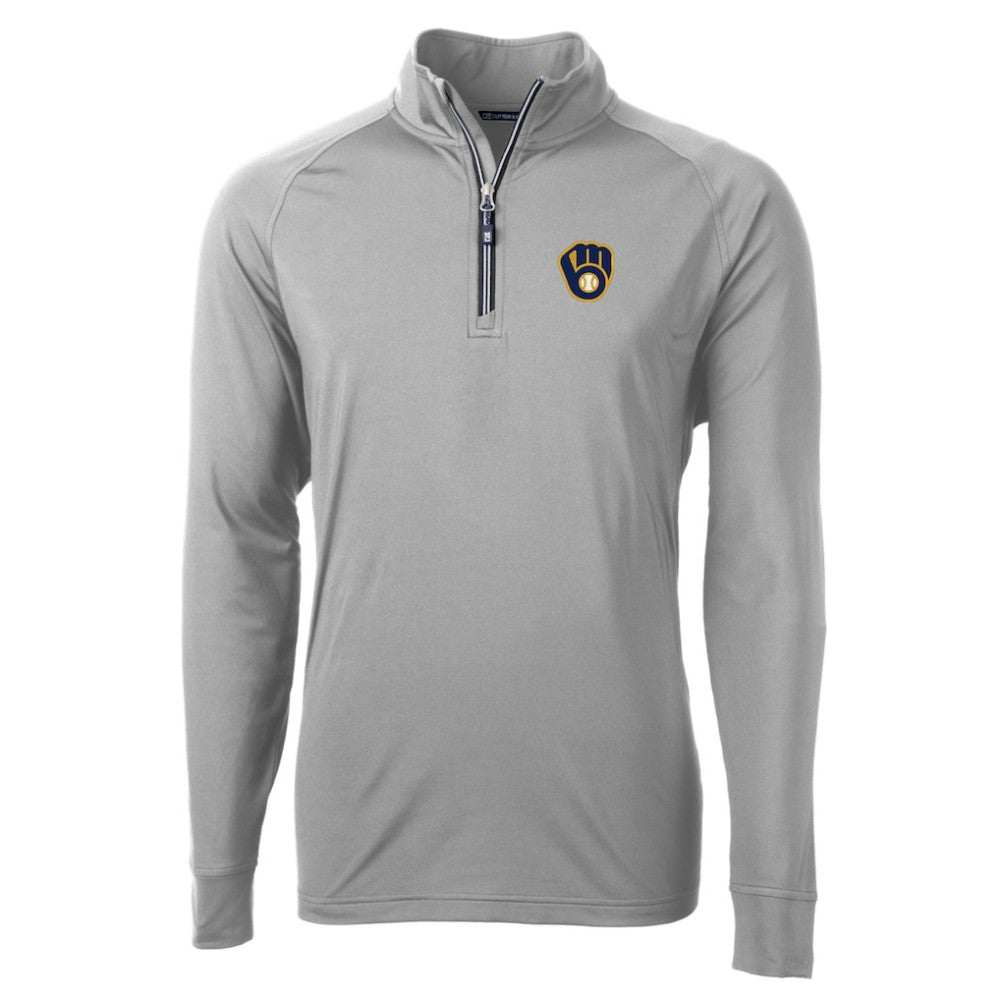 Milwaukee Brewers Cutter & Buck Adapt Eco Knit Stretch Recycled Quarter-Zip Pullover Top - MLB