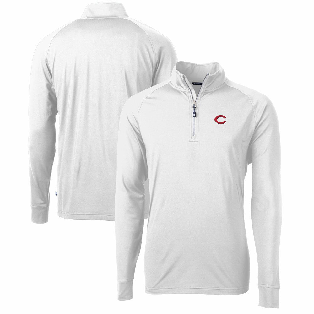 Cincinnati Reds Cutter & Buck Adapt Eco Knit Stretch Recycled Quarter-Zip Pullover Top - MLB