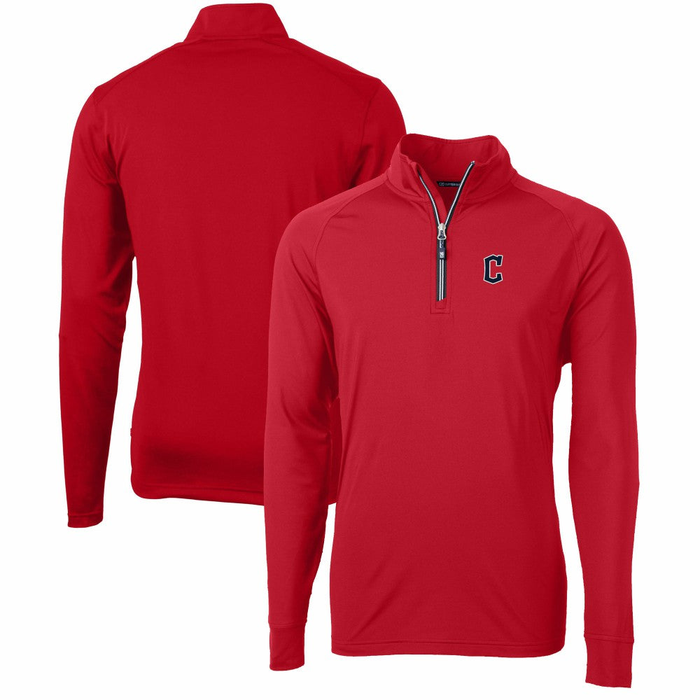 Cleveland Guardians Cutter & Buck Adapt Eco Knit Stretch Recycled Quarter-Zip Pullover Top - MLB