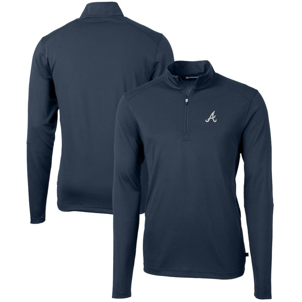 Atlanta Braves Cutter & Buck Virtue Eco Pique Recycled Quarter-Zip Pullover Top - MLB
