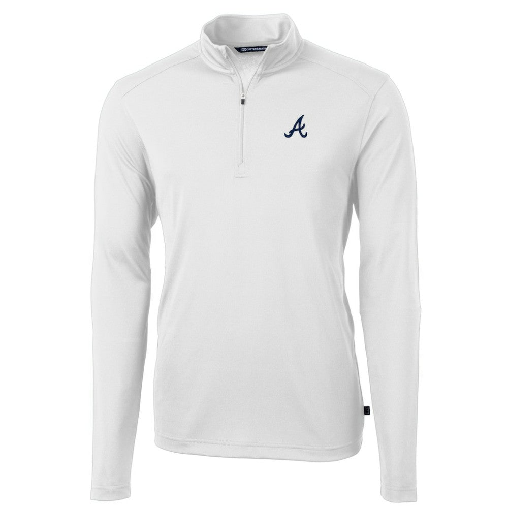 Atlanta Braves Cutter & Buck Virtue Eco Pique Recycled Quarter-Zip Pullover Top - MLB