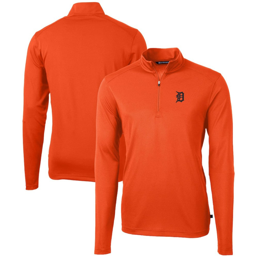 Detroit Tigers Cutter & Buck Virtue Eco Pique Recycled Quarter-Zip Pullover Top - MLB