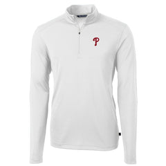 Philadelphia Phillies Cutter & Buck Virtue Eco Pique Recycled Quarter-Zip Pullover Top - MLB