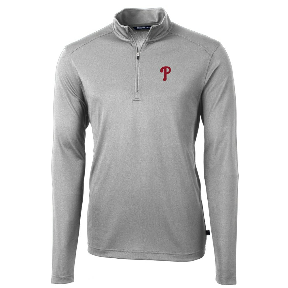Philadelphia Phillies Cutter & Buck Virtue Eco Pique Recycled Quarter-Zip Pullover Top - MLB