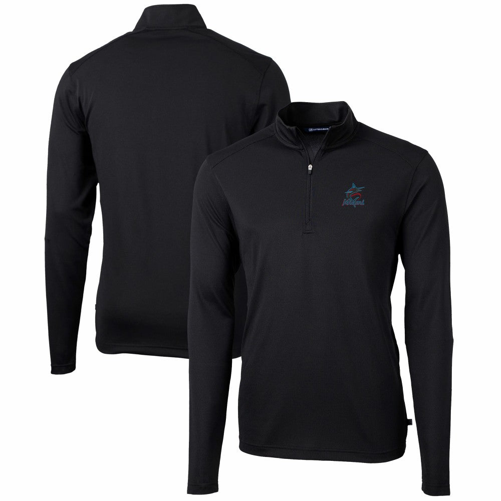 Miami Marlins Cutter & Buck Virtue Eco Pique Recycled Quarter-Zip Pullover Top - MLB