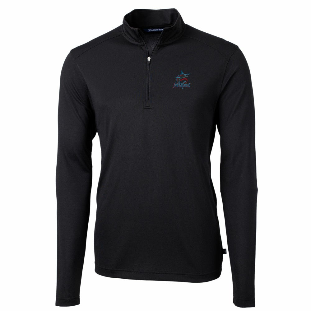 Miami Marlins Cutter & Buck Virtue Eco Pique Recycled Quarter-Zip Pullover Top - MLB