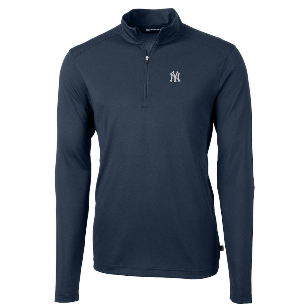 New York Yankees Cutter & Buck Virtue Eco Pique Recycled Quarter-Zip Pullover Top - MLB