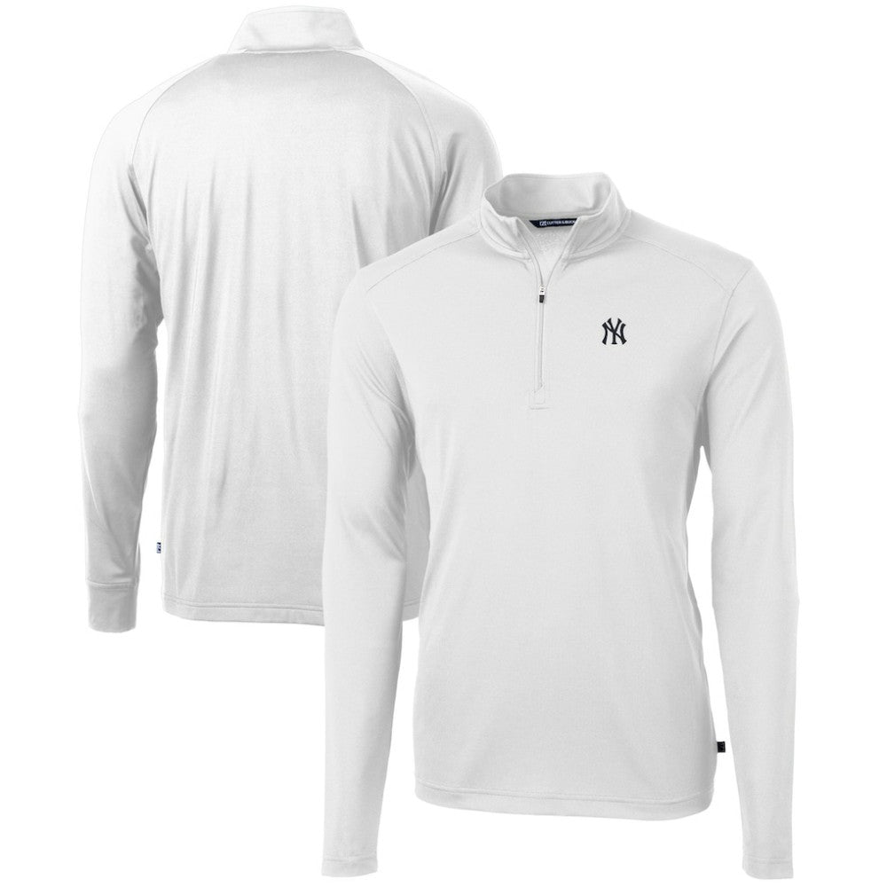 New York Yankees Cutter & Buck Virtue Eco Pique Recycled Quarter-Zip Pullover Top - MLB