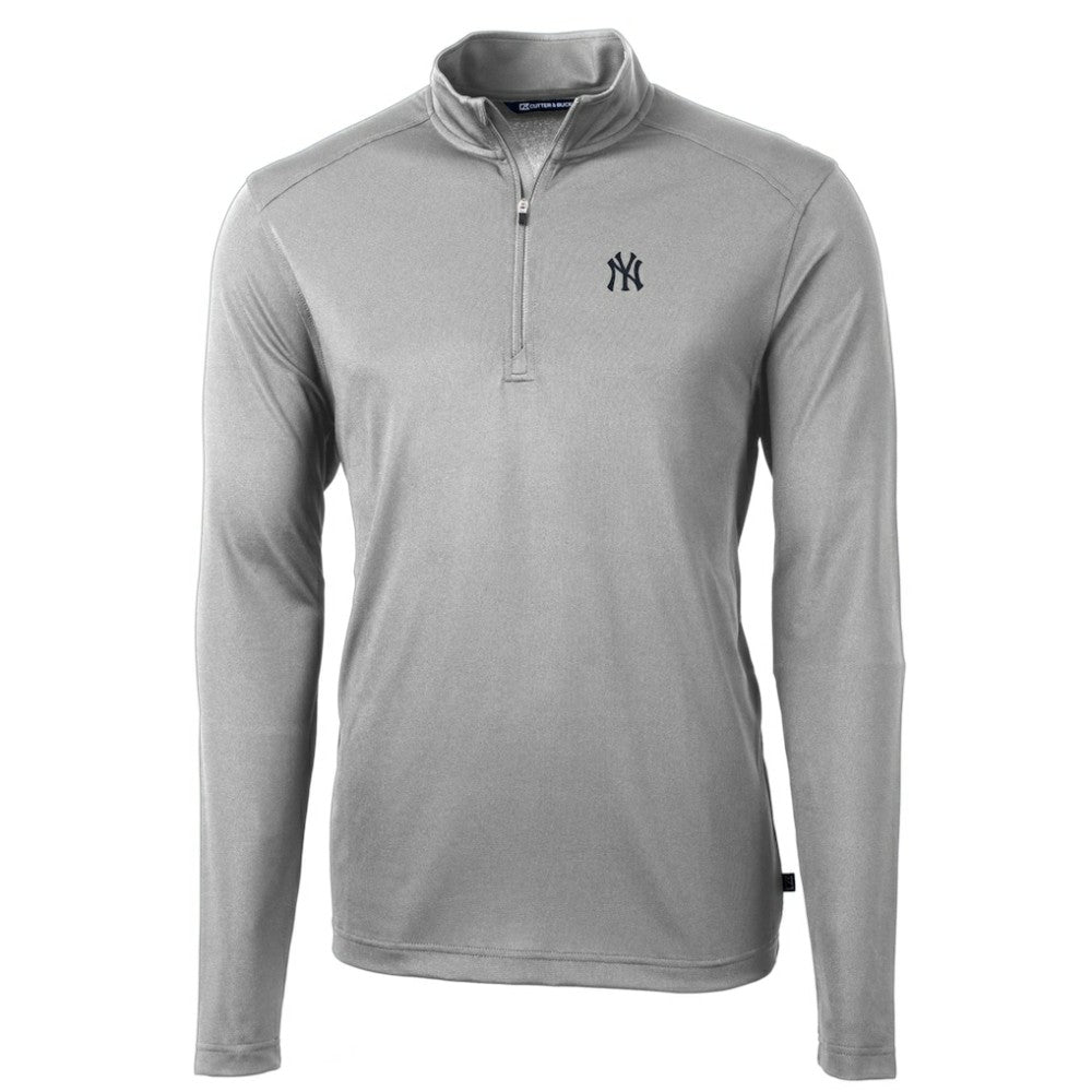 New York Yankees Cutter & Buck Virtue Eco Pique Recycled Quarter-Zip Pullover Top - MLB