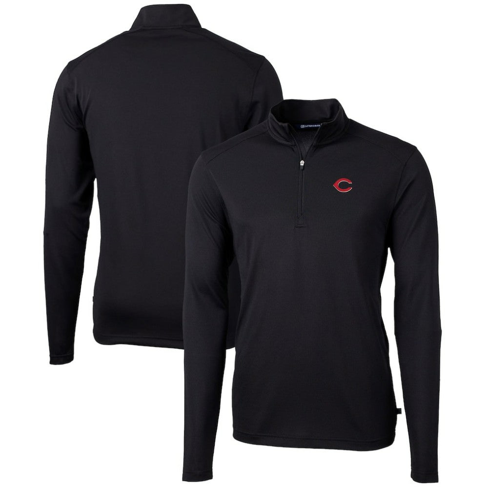 Cincinnati Reds Cutter & Buck Virtue Eco Pique Recycled Quarter-Zip Pullover Top - MLB