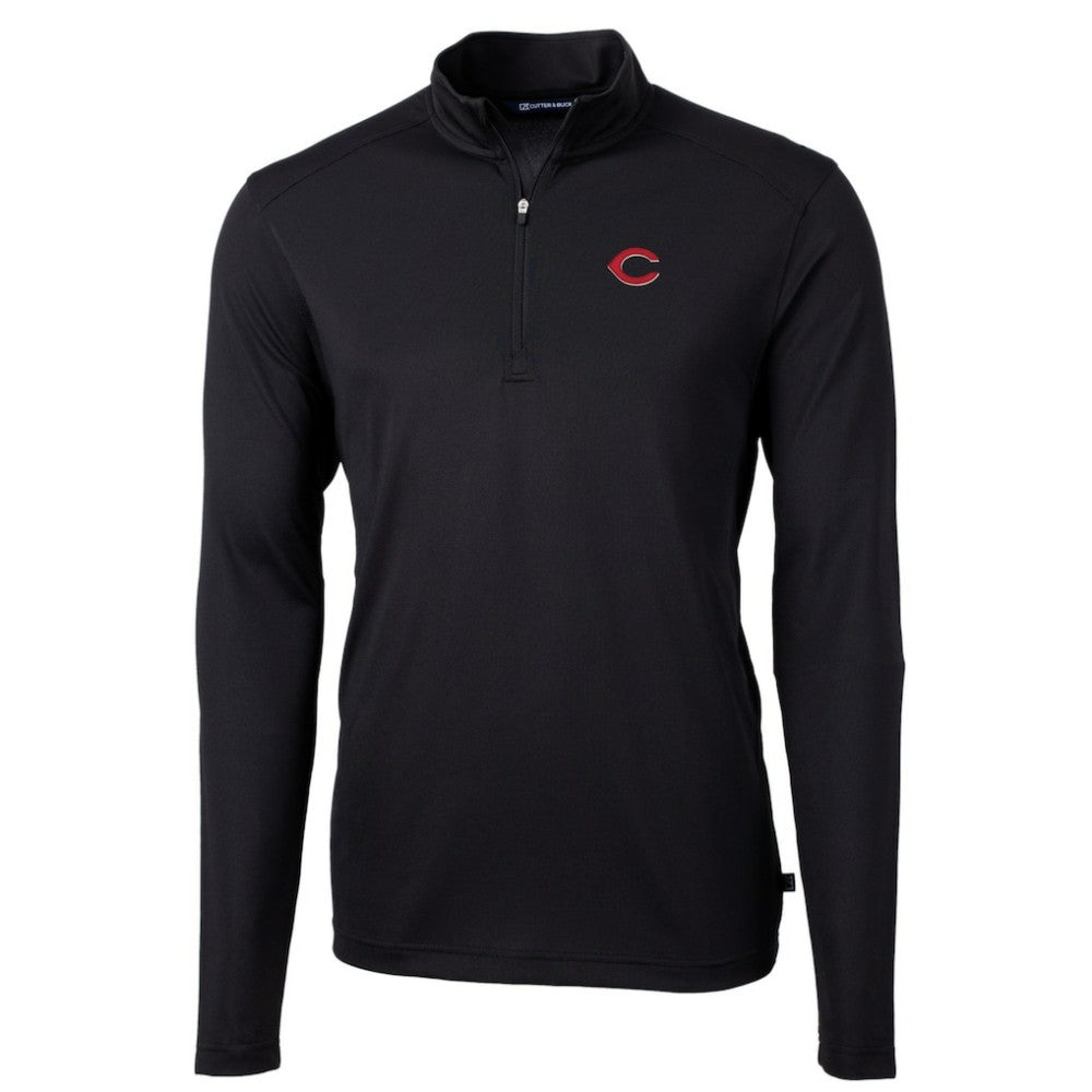 Cincinnati Reds Cutter & Buck Virtue Eco Pique Recycled Quarter-Zip Pullover Top - MLB