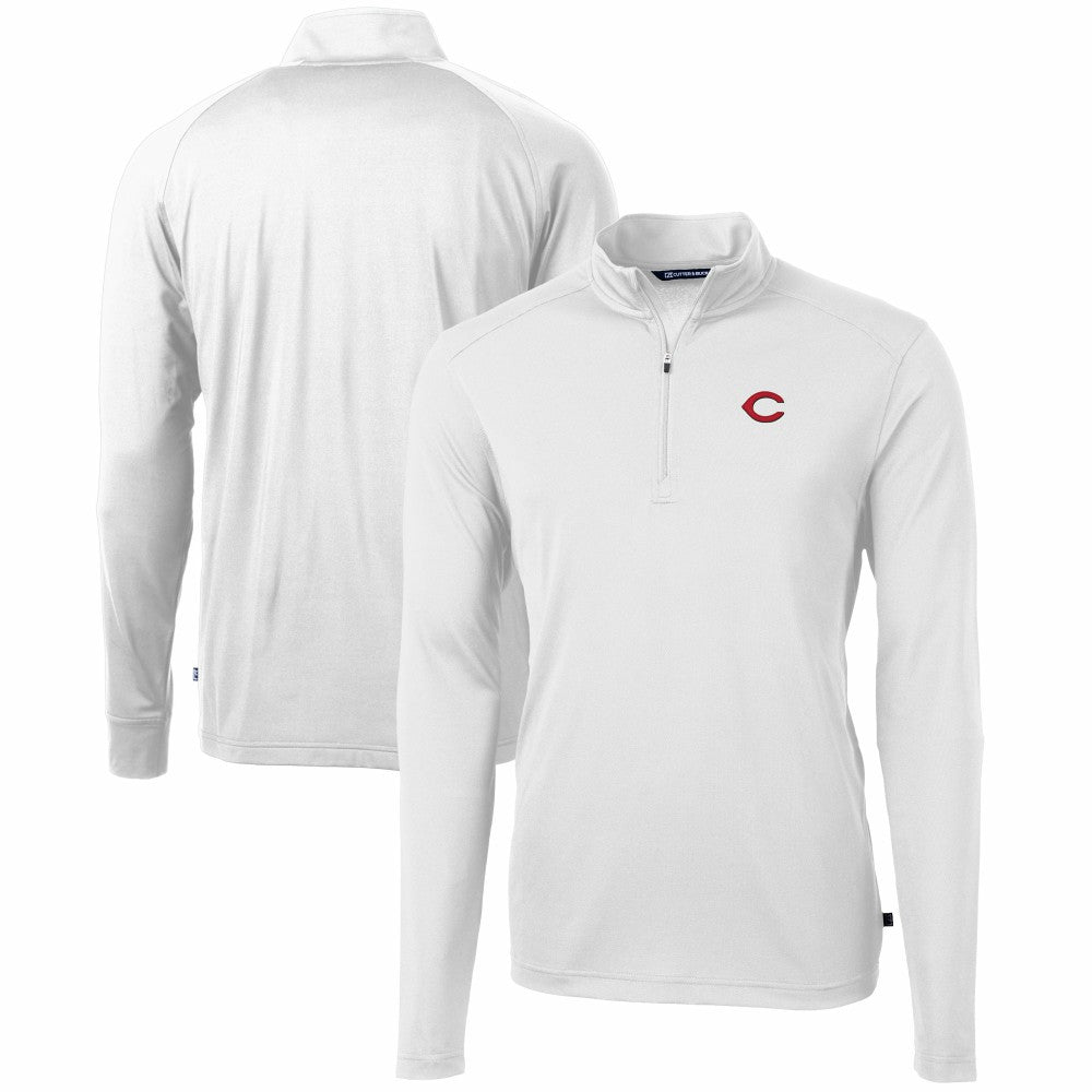 Cincinnati Reds Cutter & Buck Virtue Eco Pique Recycled Quarter-Zip Pullover Top - MLB