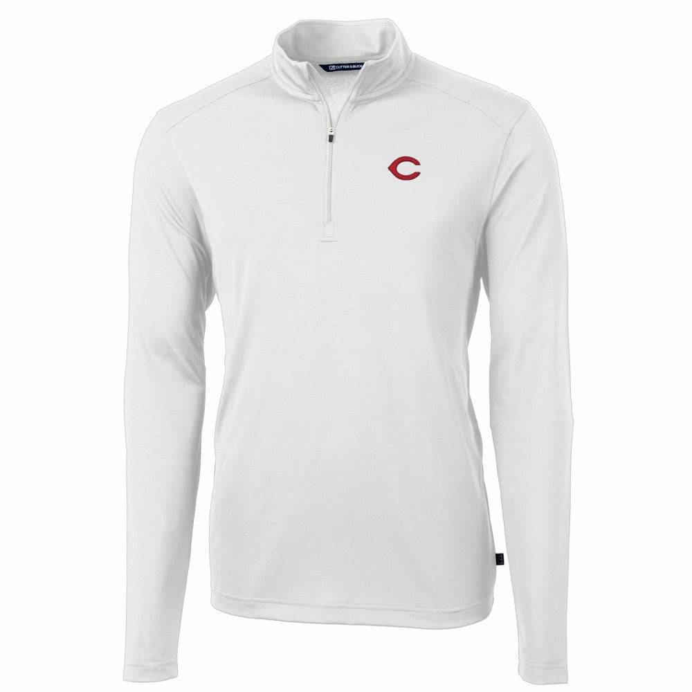 Cincinnati Reds Cutter & Buck Virtue Eco Pique Recycled Quarter-Zip Pullover Top - MLB
