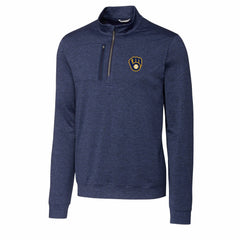 Milwaukee Brewers Cutter & Buck Stealth Heathered Quarter-Zip Pullover Top - MLB